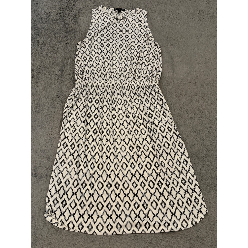 Banana Republic Womens Sleeveless Geometric Ikat Midi Dress Black White Size M